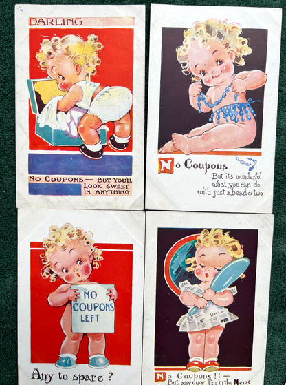 8 1940s Comic Postcards - Dinah, Agnes Richardson, War Effort