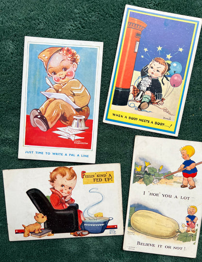 8 1940s Comic Postcards - Dinah, Agnes Richardson, War Effort