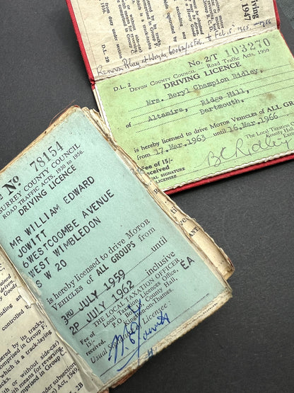 2 Early 1960s Tiny Little Driving Licenses