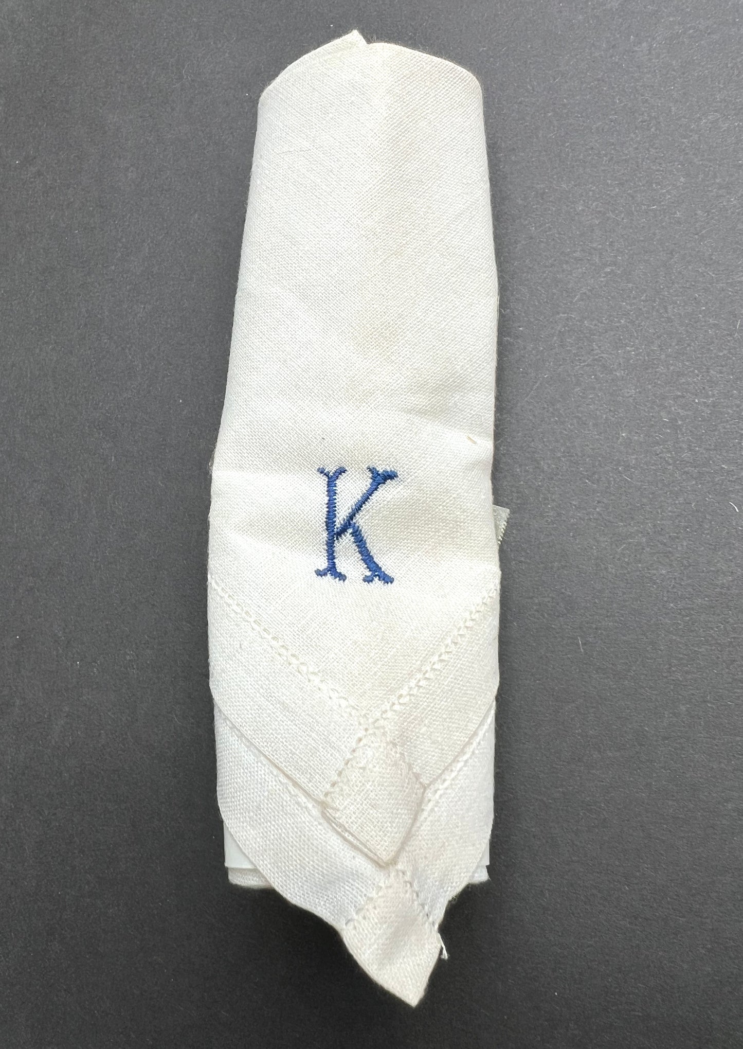 Big White Linen "K" Hankie