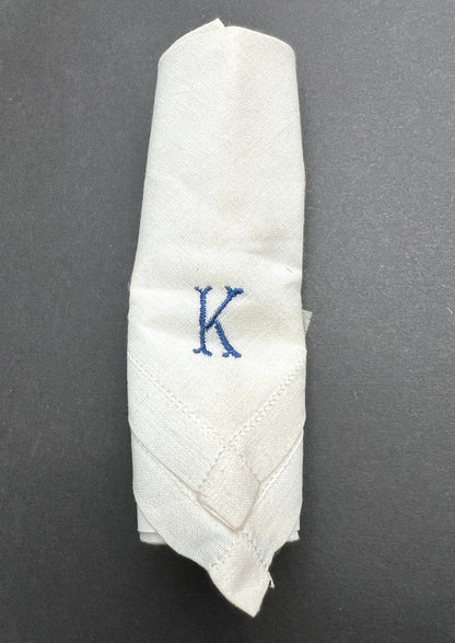 Big White Linen "K" Hankie
