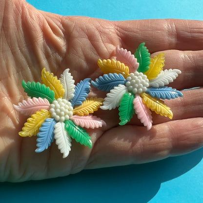 Optimistic Multicoloured Vintage Flower Clip-on Earrings