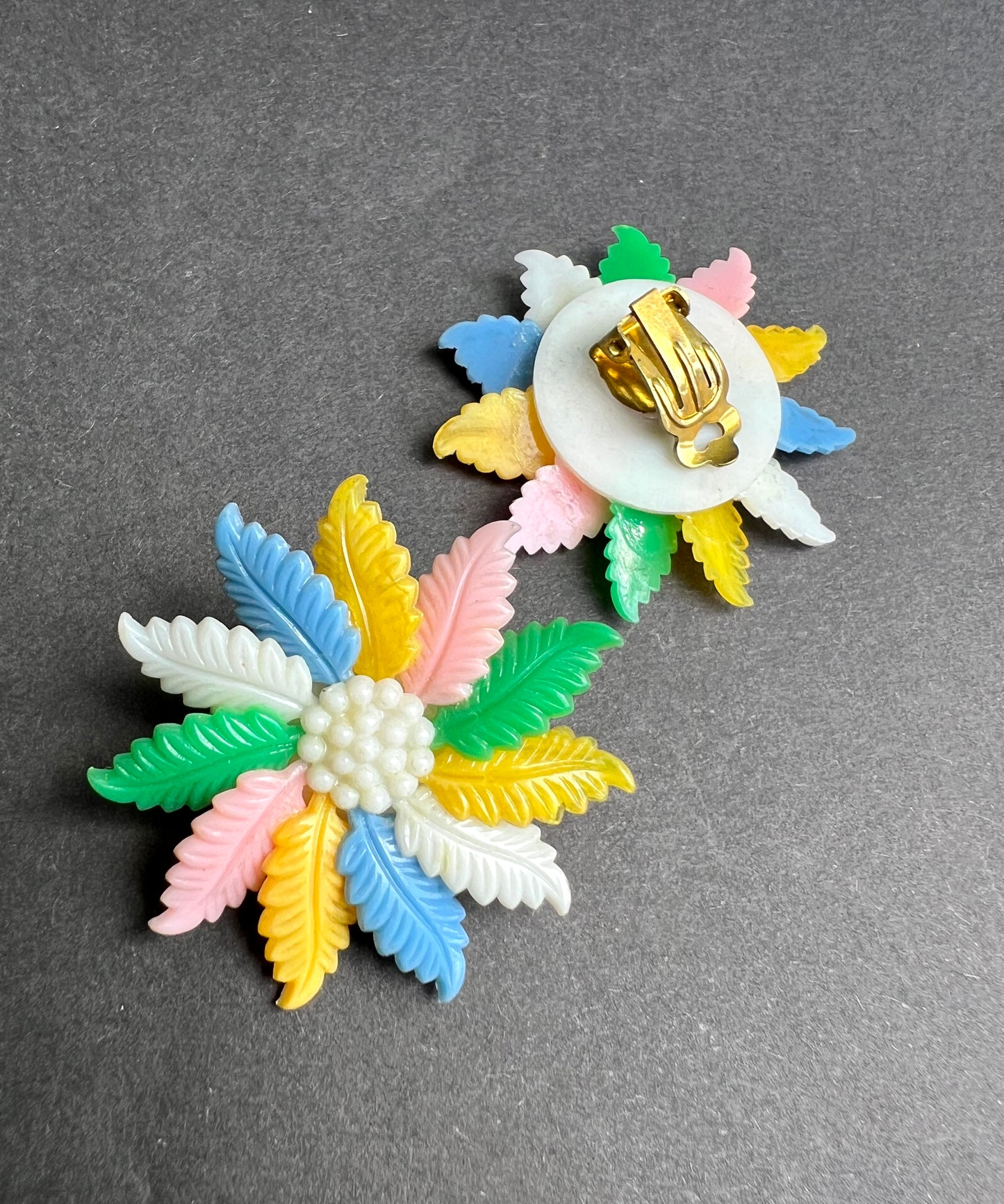 Optimistic Multicoloured Vintage Flower Clip-on Earrings