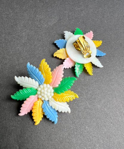 Optimistic Multicoloured Vintage Flower Clip-on Earrings