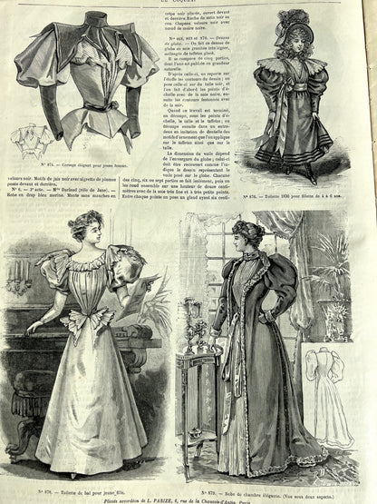February 1894 French Fashion Paper Le Coquet Journal De Modes Incl. Colour Fashion Illustration Insert