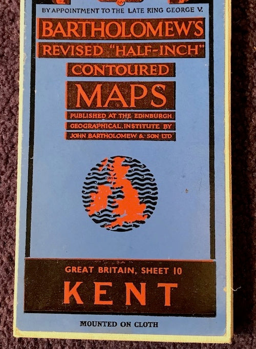 1940s Bartholomew's 1/2" to 1 Mile Contoured Map of KENT