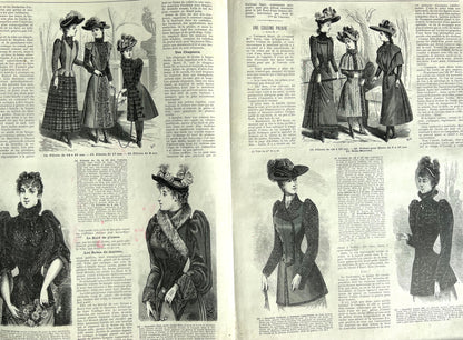 Complicated Hairstyles and Crafts in November 1890 French Fashion Paper Salon De La Mode