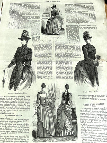Crochet and Fashion in March 1888 French Fashion Paper Salon De La Mode