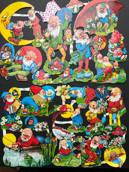 Vintage Comical Gnome Scraps Made in Western Germany