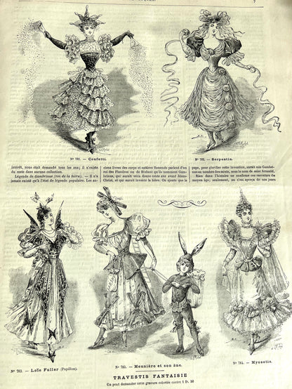 Fantastical Fancy Dress Costumes in January 1894 French Fashion Paper Le Coquet Journal De Modes