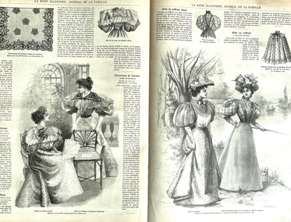 Summer 1895 Fashions in French Fashion Paper La Mode Illustree Journal de La Famille