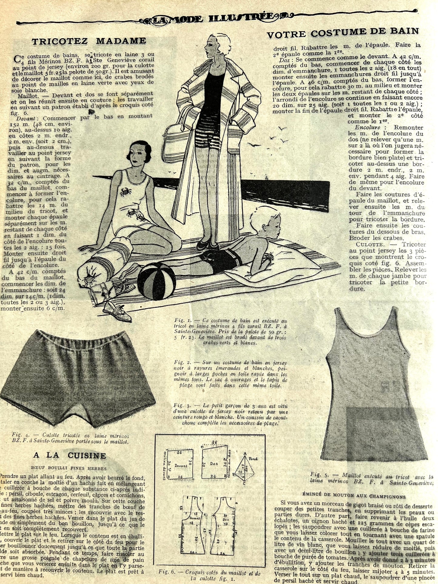 Charming Cover on June 1934 French Fashion Paper La Mode Illustree