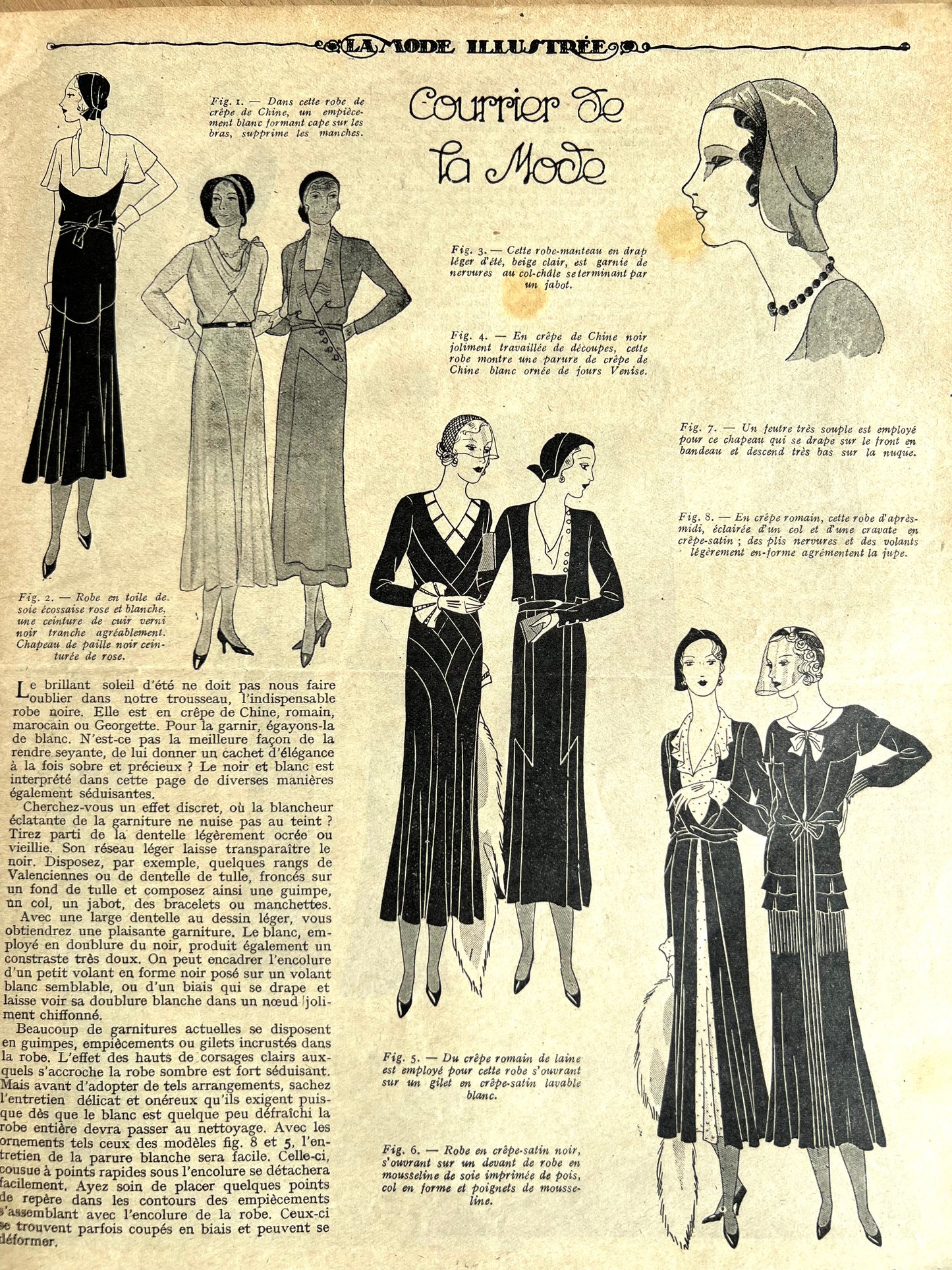 Charming Cover on June 1934 French Fashion Paper La Mode Illustree