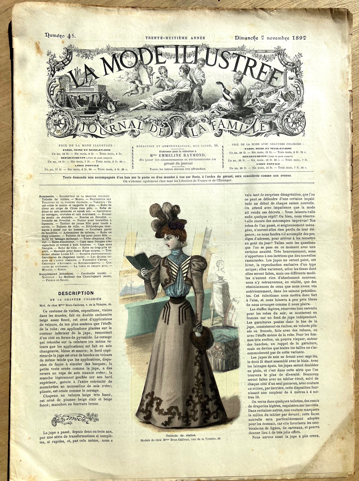 Delightful 1897 French Fashion Paper La Mode Illustree Journal de La Famille