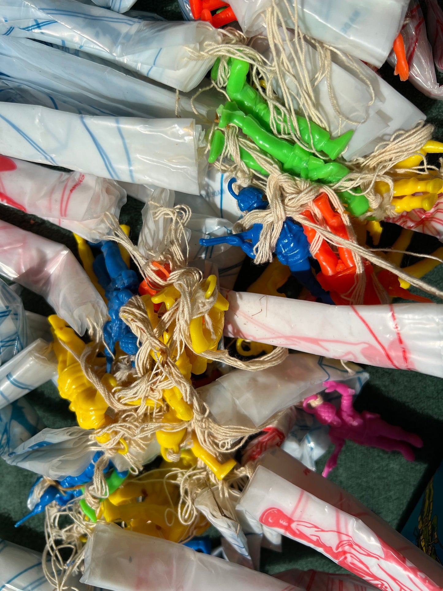 Box of 25 Vintage Parachutists...Neon Parachutists !