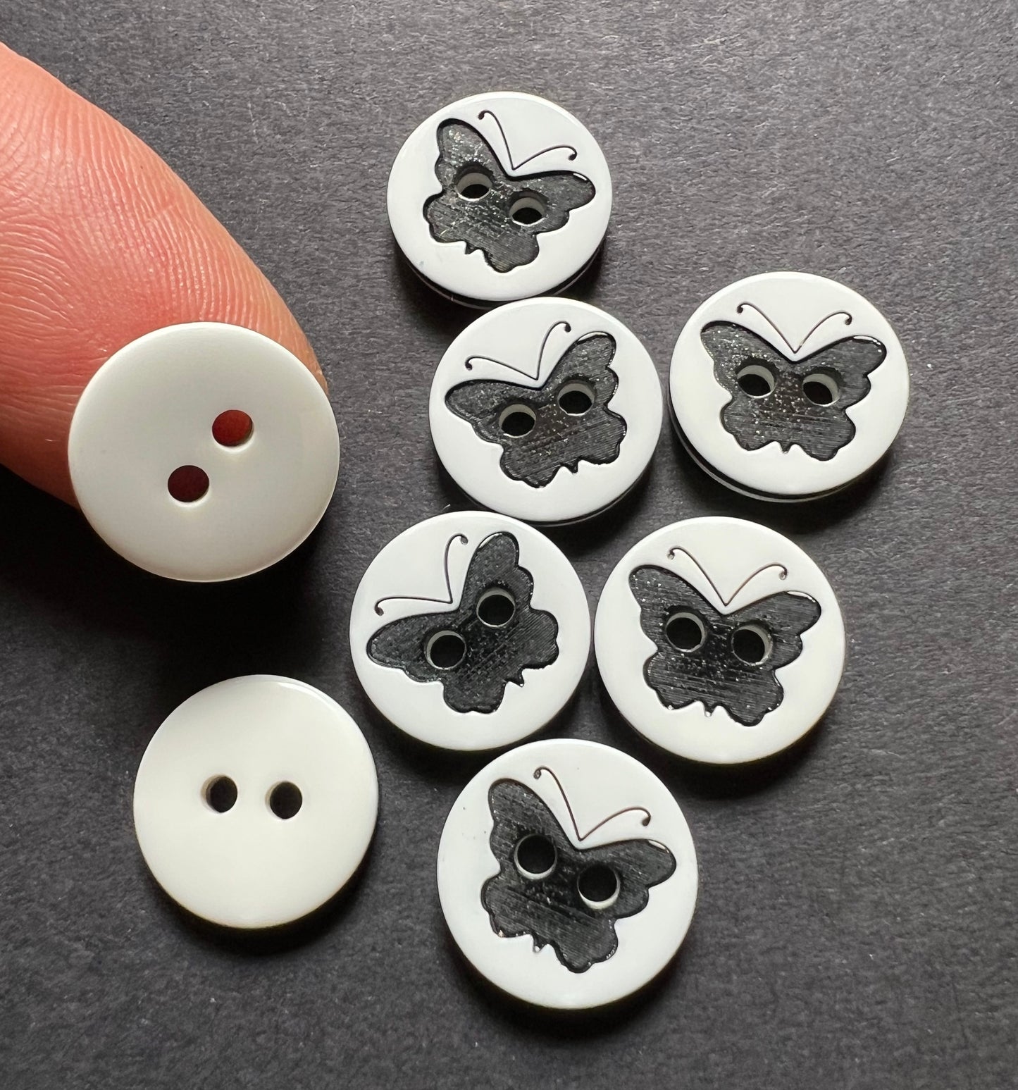 8 Black Butterfly 1.2cm Buttons
