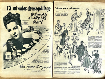 Demure Hats for Autumn 1949 in French Fashion Magazine Votre Mode September 1949