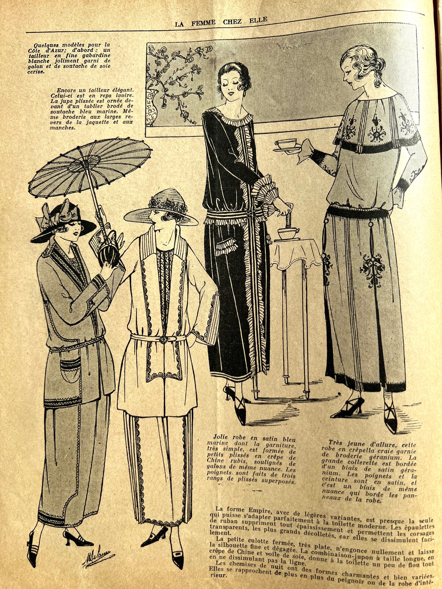 Tea Time in Feb 1923 - French La Femme Chez Elle Magazine incl Embroidery Pattern