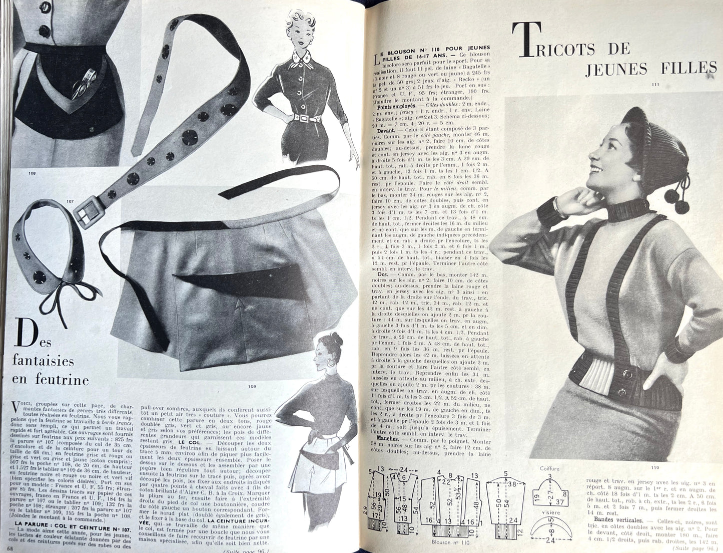 November 1953 French Fashion Paper Modes & Travaux