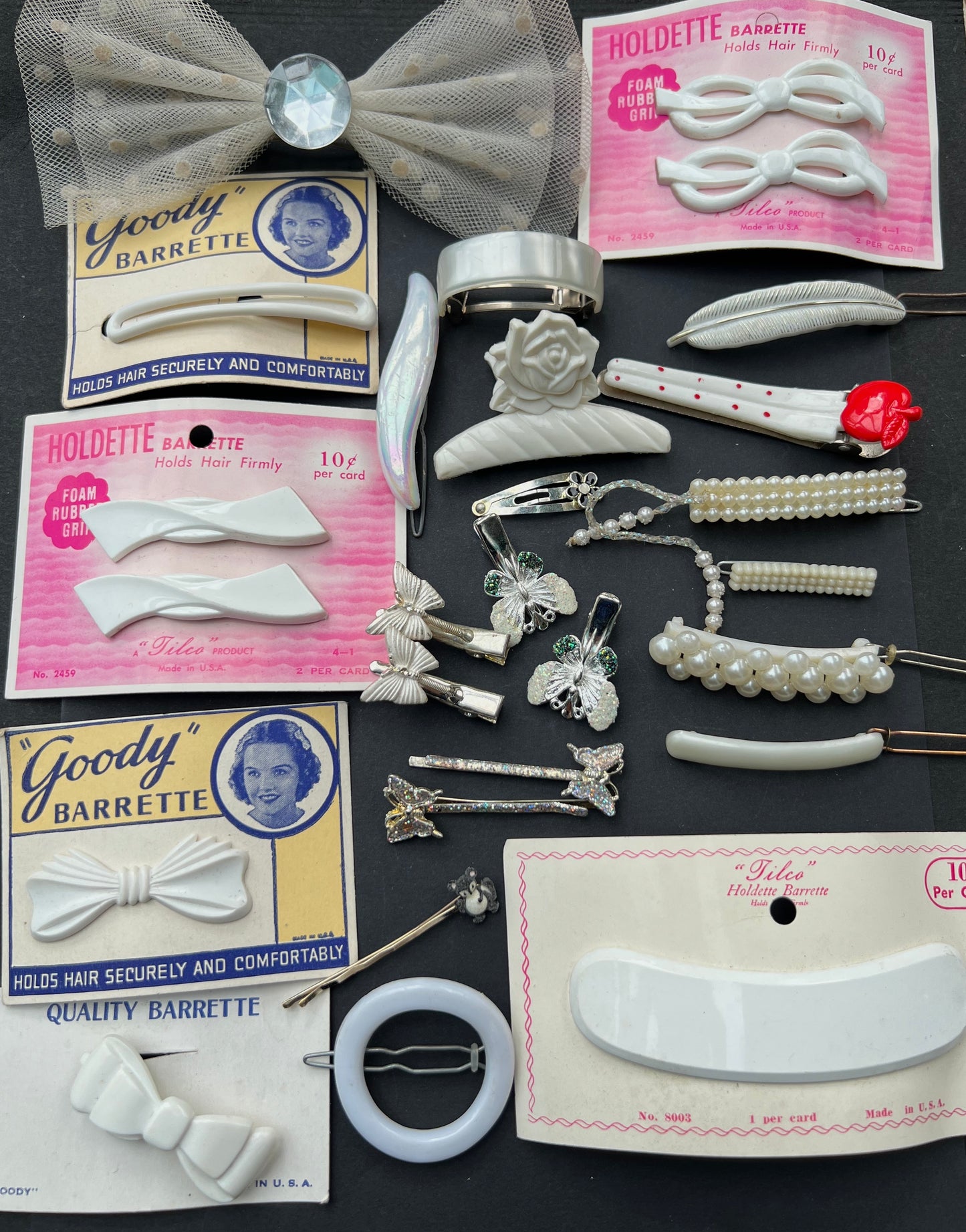 28 White Vintage Hair Clips