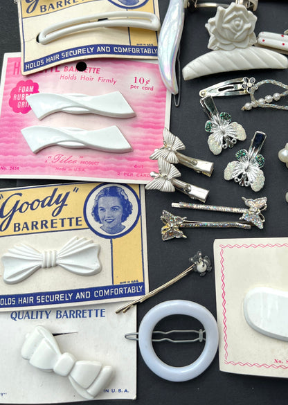 28 White Vintage Hair Clips