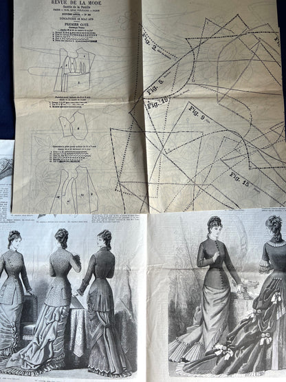 145 Years Old - May 1879 Fascinating French Fashion Paper Revue de la Mode