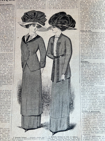 Fantastic Hats from over 100 years ago - October 1910 French Fashion Paper La Mode