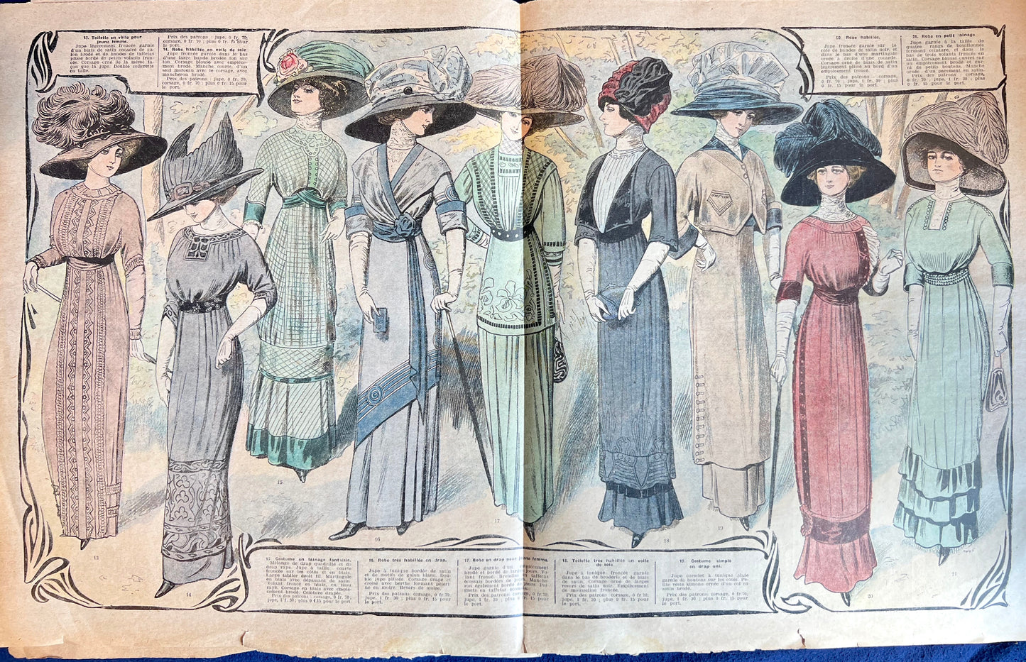 Fantastic Hats from over 100 years ago - October 1910 French Fashion Paper La Mode