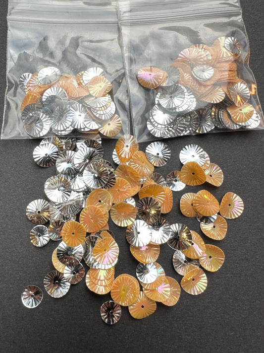 3 Packets of Vintage Gold and Silver Sequins - 7mm and 1cm wide.