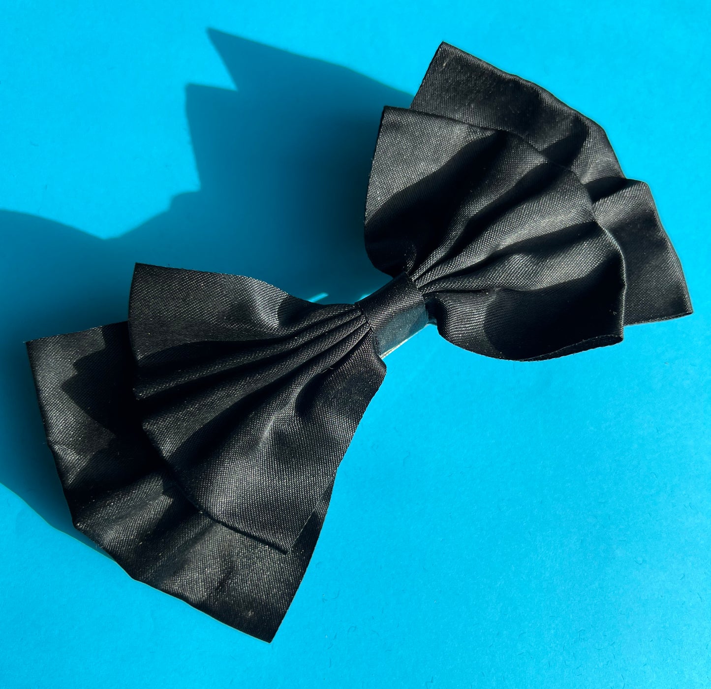 Playful Big Black Satin Hair Bow