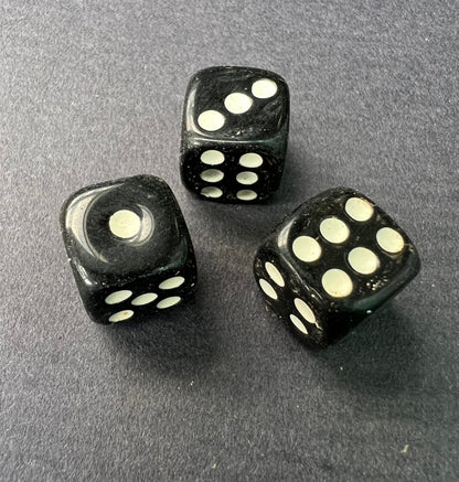Satisfying Vintage Glass Dice - Black or Blue