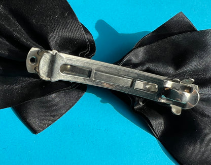 Playful Big Black Satin Hair Bow