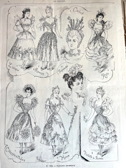 Fantastical Fancy Dress Costumes in January 1894 French Fashion Paper Le Coquet Journal De Modes