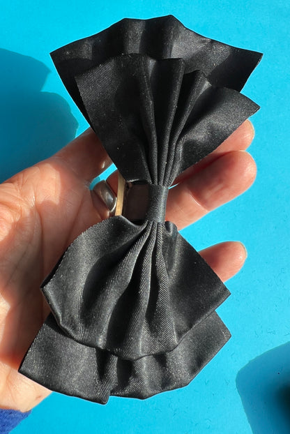 Playful Big Black Satin Hair Bow