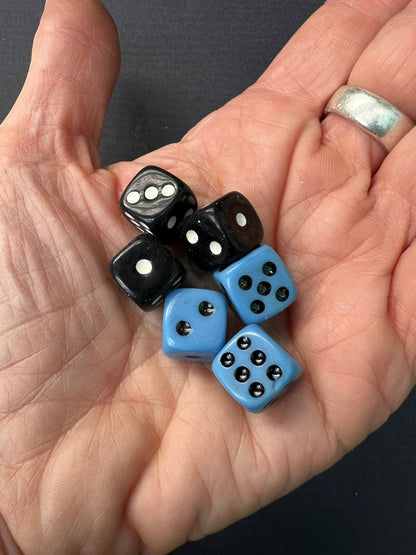 Satisfying Vintage Glass Dice - Black or Blue