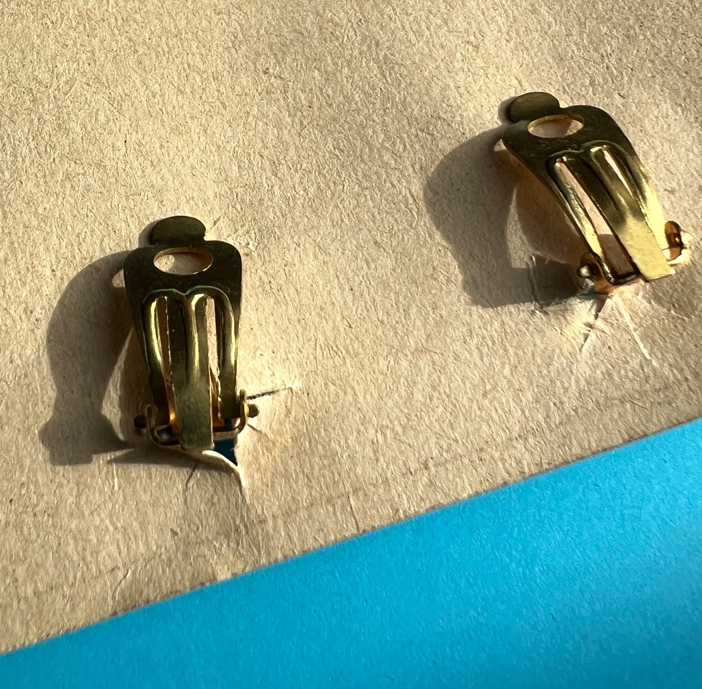 Black Wing with Iridescent Blue Green Beads Vintage Clip on Earrings