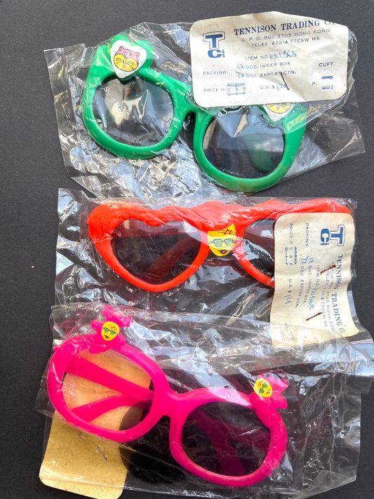 3 Pairs of Neon Novelty Sunglasses - Hong Kong - Salesman's Sample