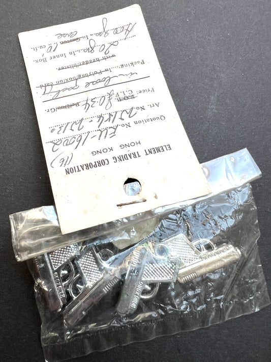 4 Little Silver Gun Charms- Hong Kong - Salesman's Sample