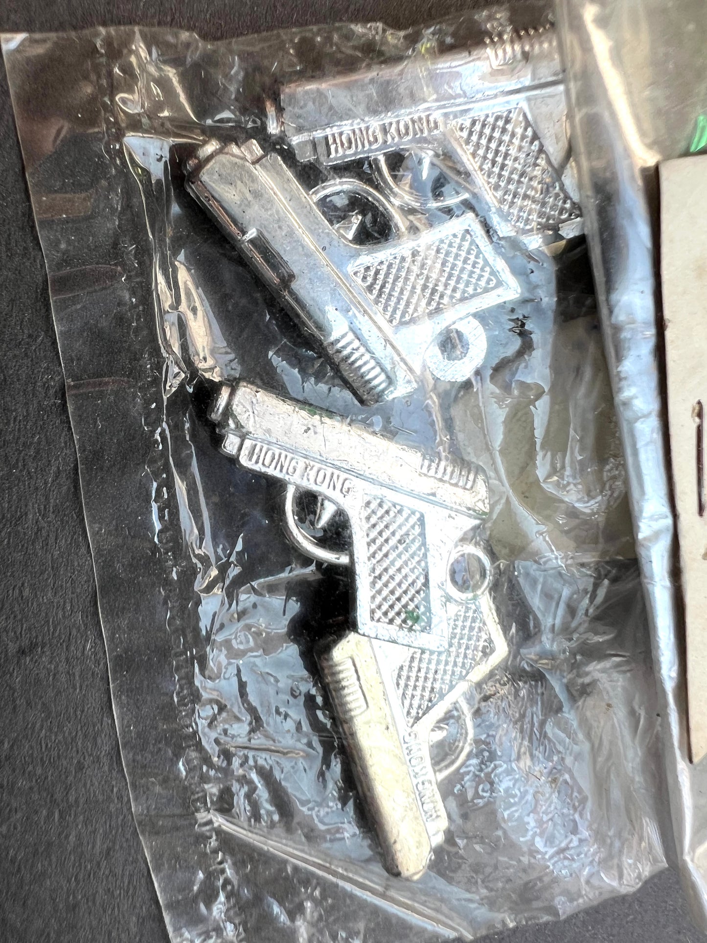 4 Little Silver Gun Charms- Hong Kong - Salesman's Sample