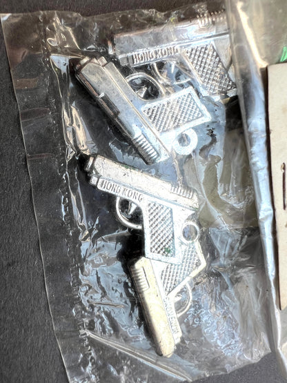 4 Little Silver Gun Charms- Hong Kong - Salesman's Sample