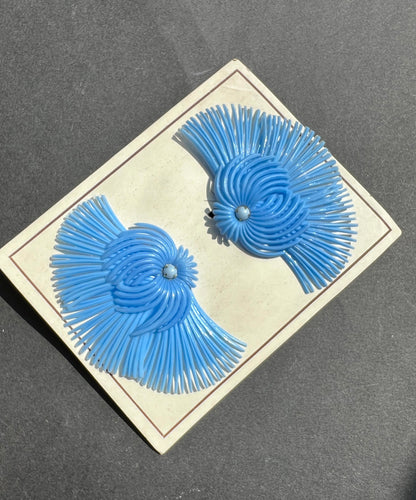 Exotic Blue Vintage Clip-On Earrings