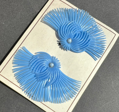 Exotic Blue Vintage Clip-On Earrings