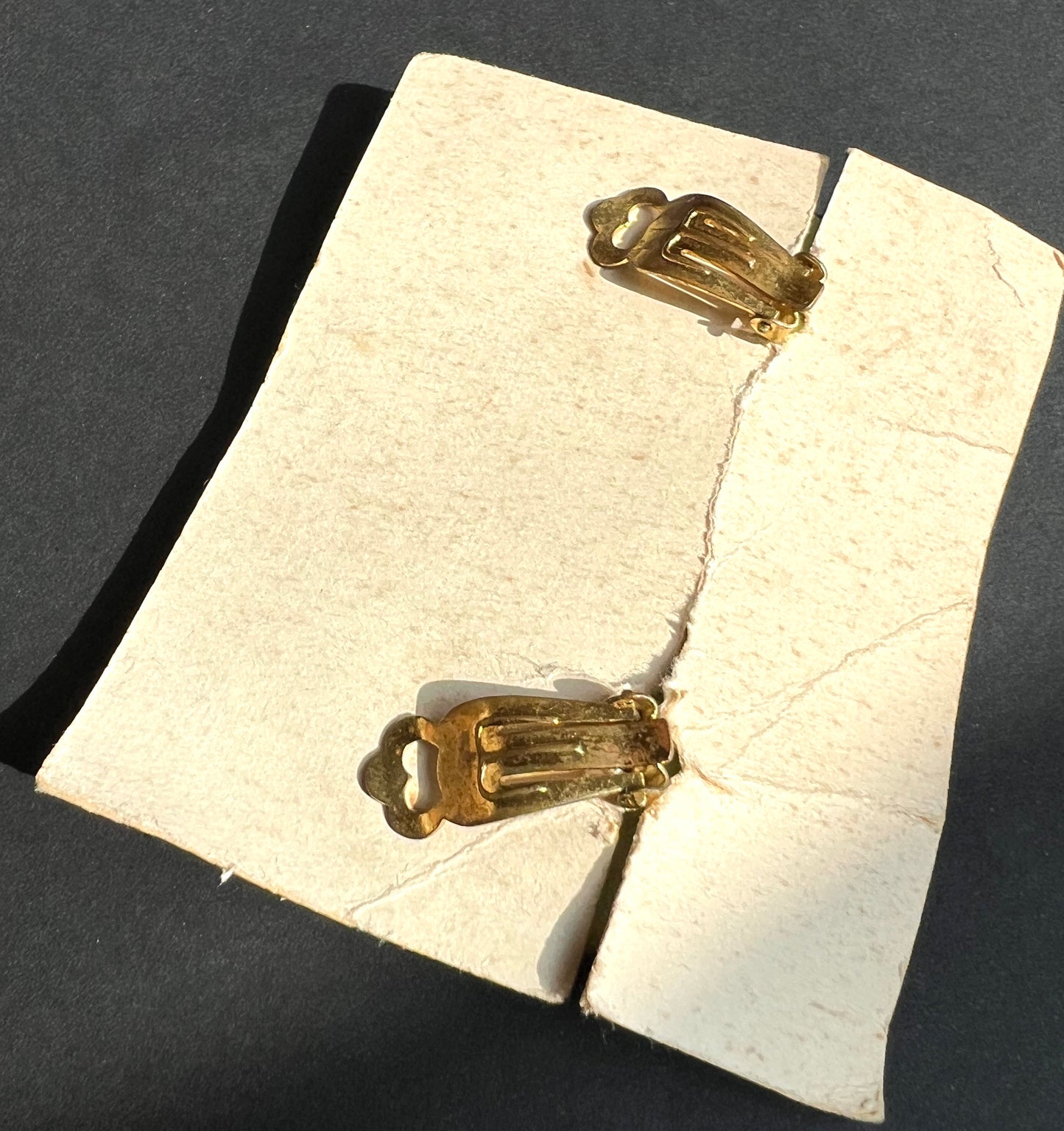 Big Glwing Yellow "Real French Nylon" Vintage Mid Century Clip On Earrings