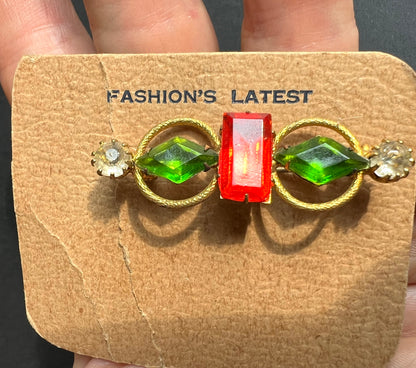 Confident 1940s Glass and Metal Brooch