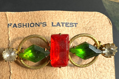 Confident 1940s Glass and Metal Brooch