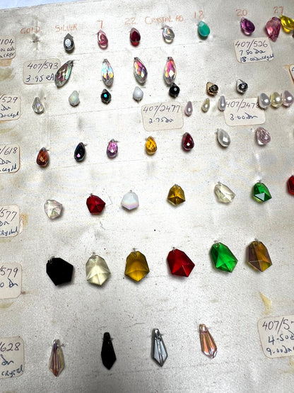 Vintage Sample Sheet of Unusual Glass Crystal and Plastic Beads (3)