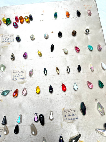Vintage Sample Sheet of Unusual Glass Crystal and Plastic Beads (3)