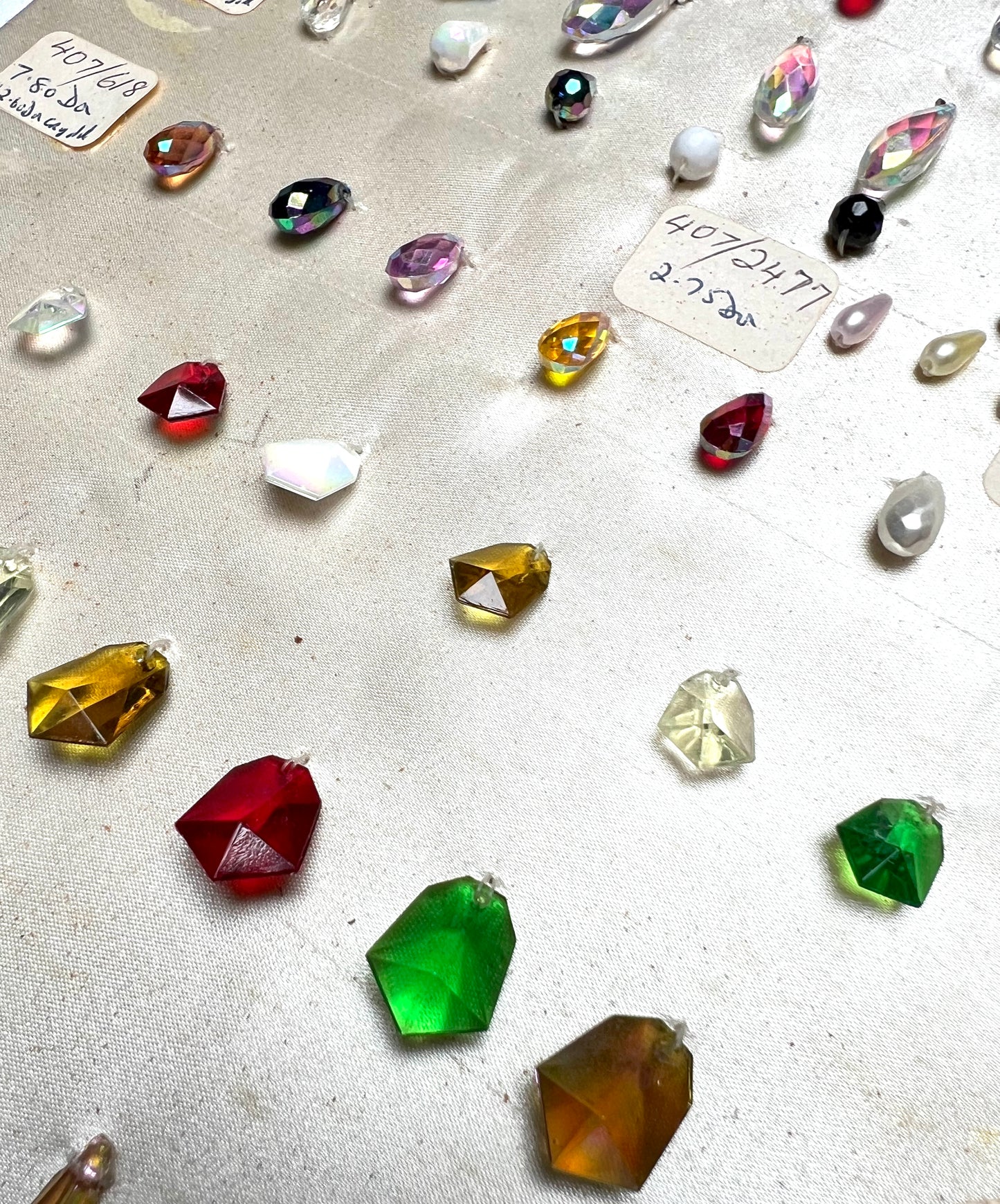 Vintage Sample Sheet of Unusual Glass Crystal and Plastic Beads (3)