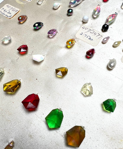 Vintage Sample Sheet of Unusual Glass Crystal and Plastic Beads (3)