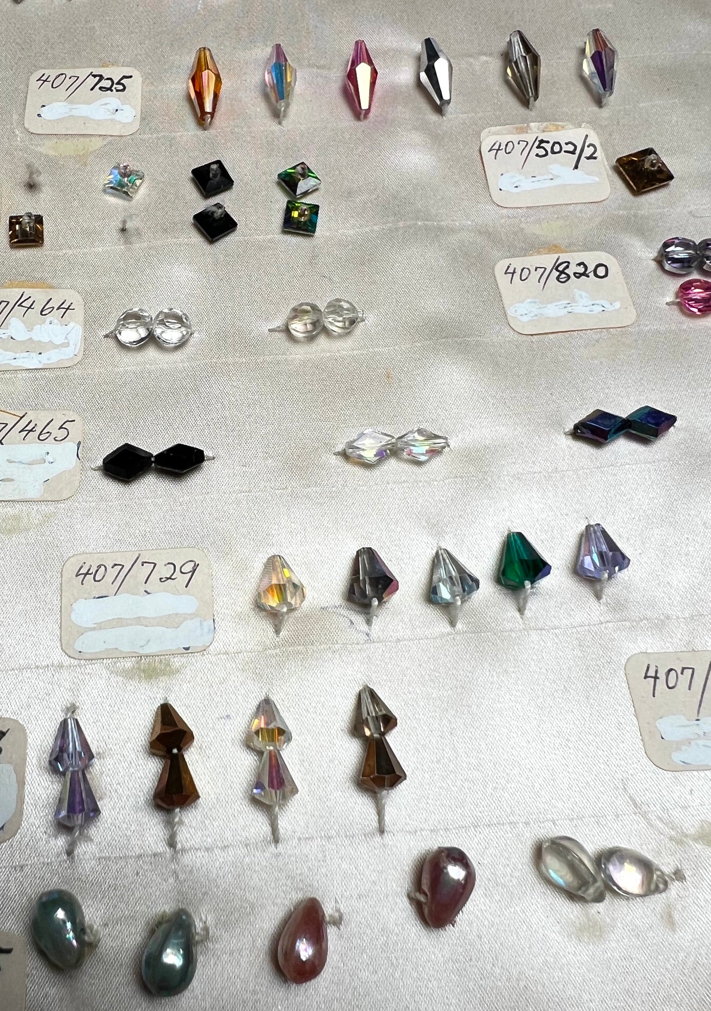 Vintage Sample Sheet of Unusual Glass Crystal and Plastic Beads (4)